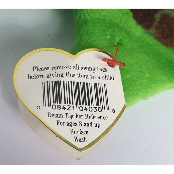 Vintage Ty Beanie Babies "Speedy" Turtle 6.5" Green Plush 1993 Retired Sty 4030 - Picture 8 of 8